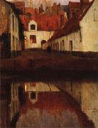 Albert Baertsoen Little Town on the Edge of Water(Flanders) France oil painting reproduction